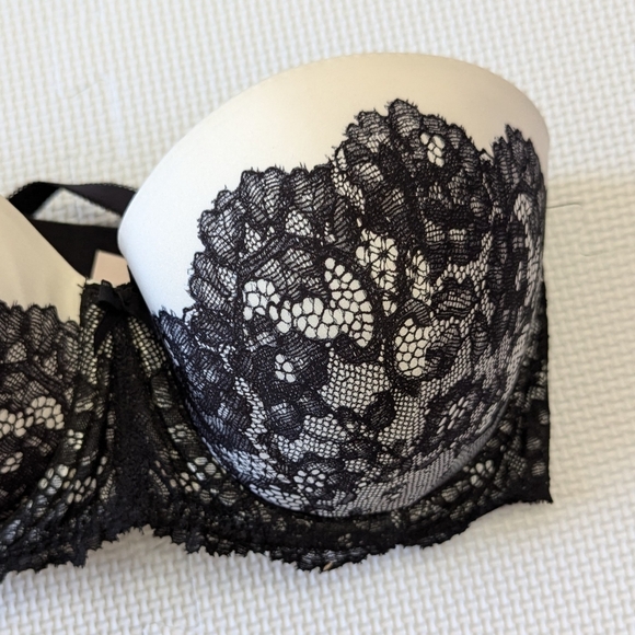Victoria's Secret Bra 32DDD White Black Lace Halter Strapless Dream Angels Push - Picture 4 of 9